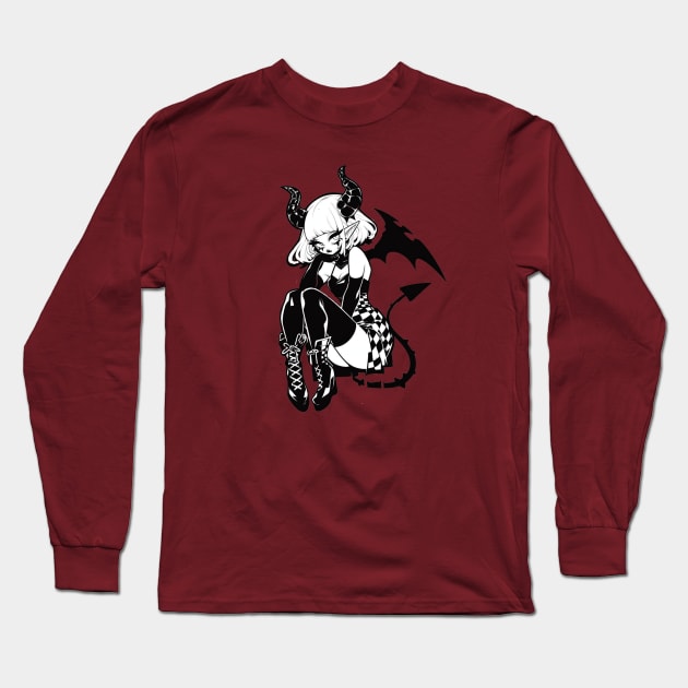 Cute Black and White Succubus Long Sleeve T-Shirt by DarkSideRunners